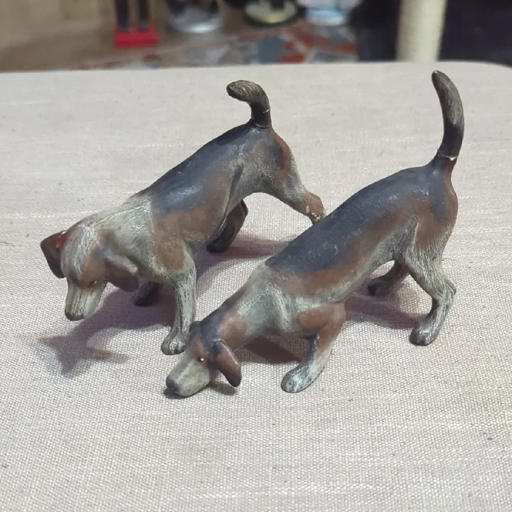 Vintage Porcelain fox‎ hound Dog Figurines Made In Japan